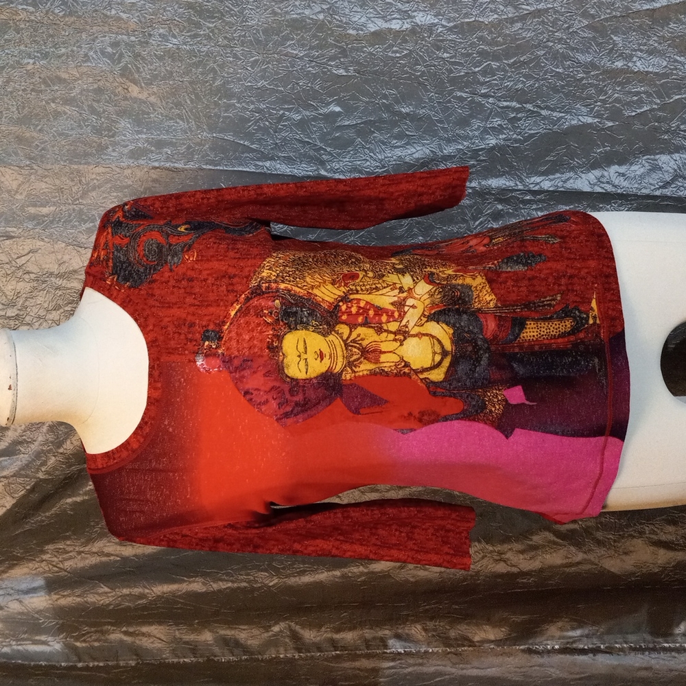 Women's top i.e.relaxed medium red pink multi